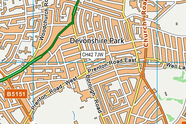 CH42 7JW map - OS VectorMap District (Ordnance Survey)