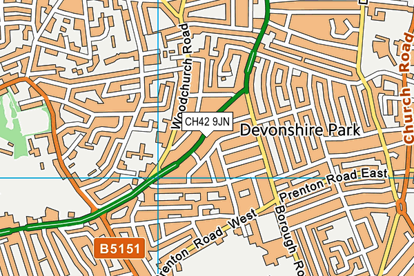 CH42 9JN map - OS VectorMap District (Ordnance Survey)
