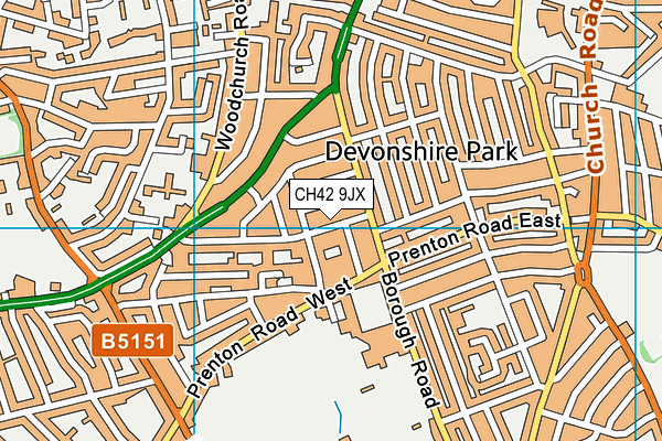 CH42 9JX map - OS VectorMap District (Ordnance Survey)
