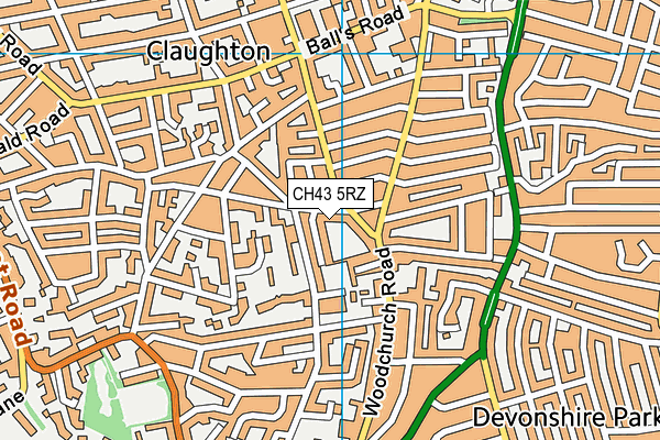 CH43 5RZ map - OS VectorMap District (Ordnance Survey) CH43 5RZ map - OS VectorMap District (Ordnance Survey)