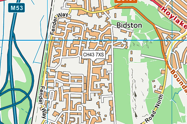 CH43 7XS map - OS VectorMap District (Ordnance Survey)