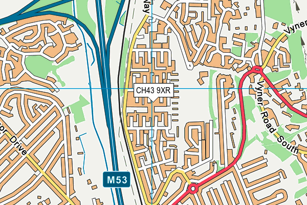 CH43 9XR map - OS VectorMap District (Ordnance Survey) CH43 9XR map - OS VectorMap District (Ordnance Survey)