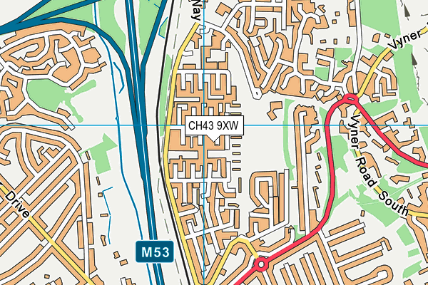 CH43 9XW map - OS VectorMap District (Ordnance Survey) CH43 9XW map - OS VectorMap District (Ordnance Survey)