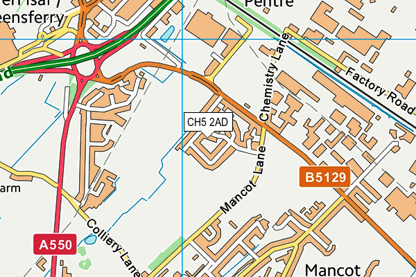 CH5 2AD map - OS VectorMap District (Ordnance Survey) CH5 2AD map - OS VectorMap District (Ordnance Survey)