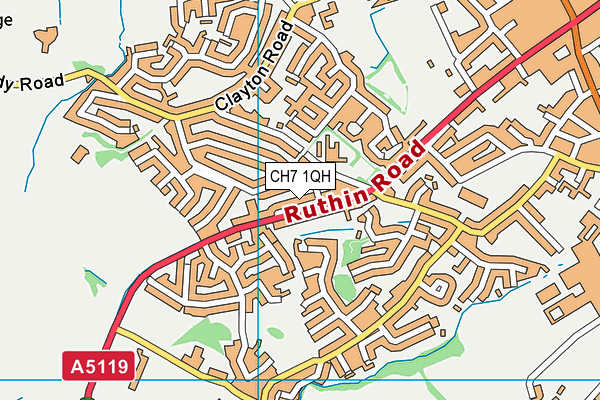 CH7 1QH map - OS VectorMap District (Ordnance Survey) CH7 1QH map - OS VectorMap District (Ordnance Survey)