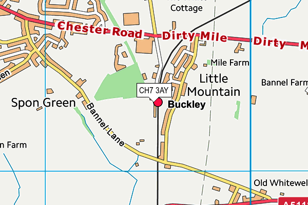 CH7 3AY map - OS VectorMap District (Ordnance Survey) CH7 3AY map - OS VectorMap District (Ordnance Survey)