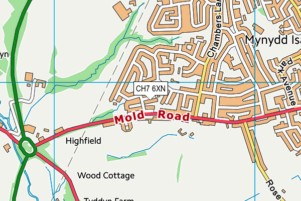 CH7 6XN map - OS VectorMap District (Ordnance Survey) CH7 6XN map - OS VectorMap District (Ordnance Survey)