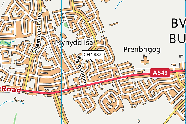 CH7 6XX map - OS VectorMap District (Ordnance Survey) CH7 6XX map - OS VectorMap District (Ordnance Survey)
