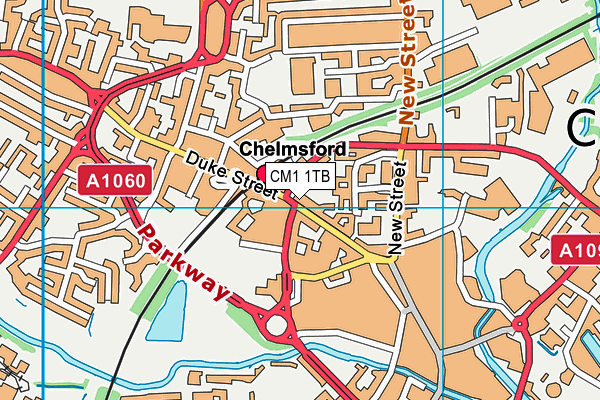 CM1 1TB map - OS VectorMap District (Ordnance Survey)