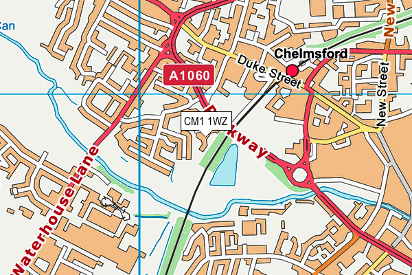 CM1 1WZ map - OS VectorMap District (Ordnance Survey)