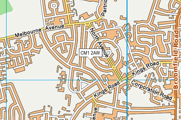 CM1 2AW map - OS VectorMap District (Ordnance Survey) CM1 2AW map - OS VectorMap District (Ordnance Survey)