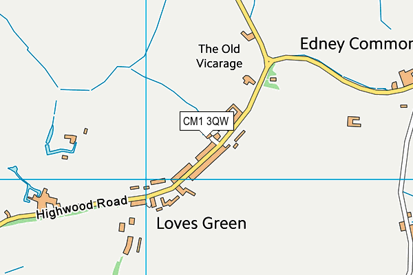 CM1 3QW map - OS VectorMap District (Ordnance Survey)
