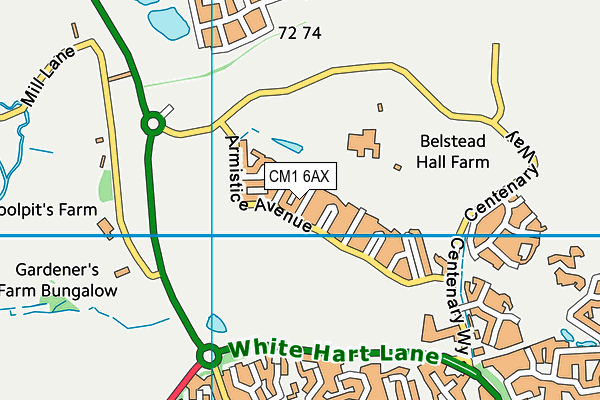 CM1 6AX map - OS VectorMap District (Ordnance Survey) CM1 6AX map - OS VectorMap District (Ordnance Survey)