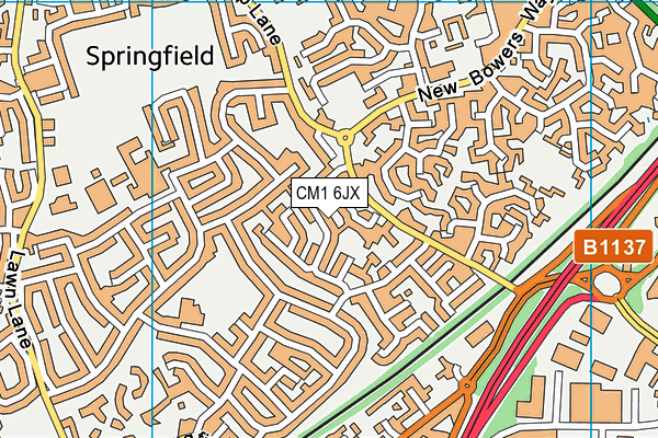 CM1 6JX map - OS VectorMap District (Ordnance Survey) CM1 6JX map - OS VectorMap District (Ordnance Survey)