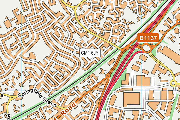 CM1 6JY map - OS VectorMap District (Ordnance Survey) CM1 6JY map - OS VectorMap District (Ordnance Survey)
