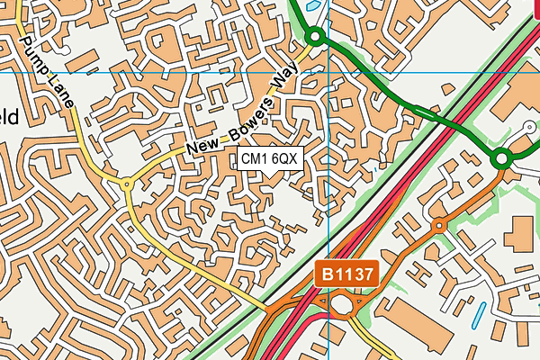 CM1 6QX map - OS VectorMap District (Ordnance Survey) CM1 6QX map - OS VectorMap District (Ordnance Survey)