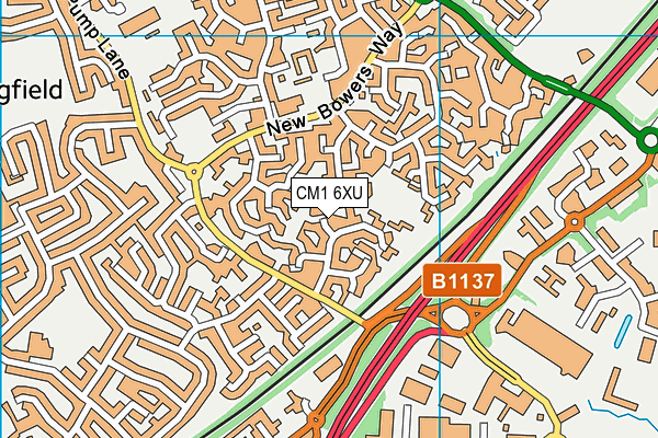 CM1 6XU map - OS VectorMap District (Ordnance Survey) CM1 6XU map - OS VectorMap District (Ordnance Survey)