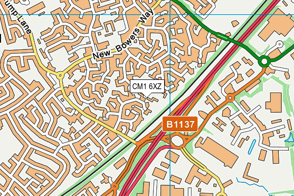 CM1 6XZ map - OS VectorMap District (Ordnance Survey) CM1 6XZ map - OS VectorMap District (Ordnance Survey)