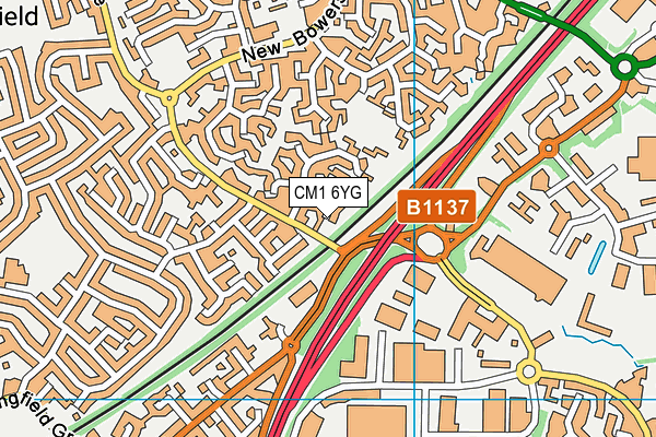 CM1 6YG map - OS VectorMap District (Ordnance Survey)