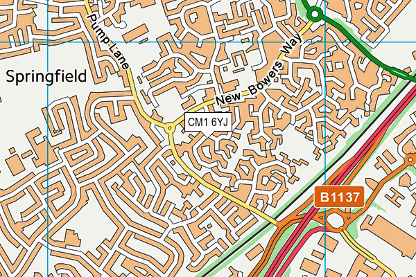 CM1 6YJ map - OS VectorMap District (Ordnance Survey) CM1 6YJ map - OS VectorMap District (Ordnance Survey)