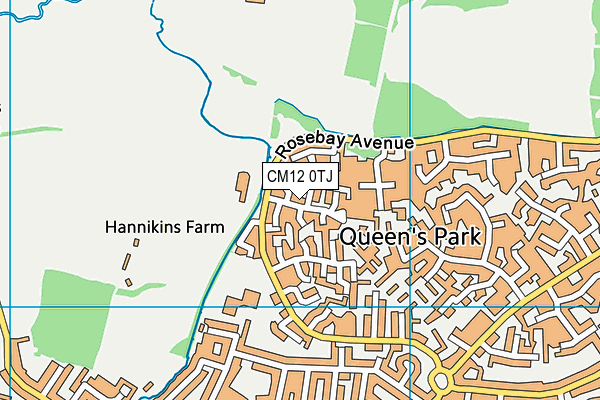CM12 0TJ map - OS VectorMap District (Ordnance Survey)