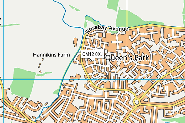 CM12 0XJ map - OS VectorMap District (Ordnance Survey)