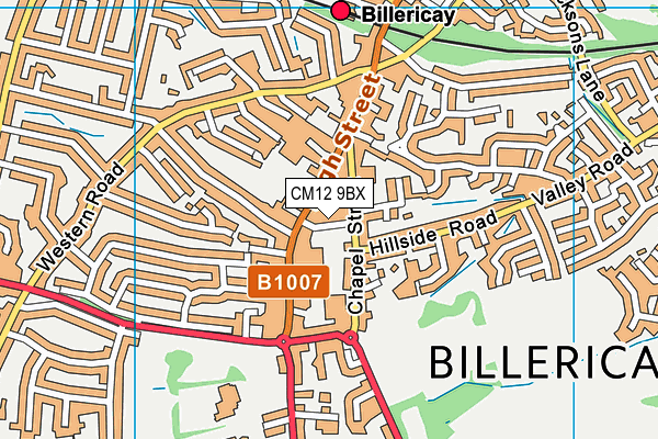 CM12 9BX map - OS VectorMap District (Ordnance Survey)