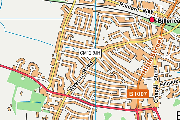 CM12 9JH map - OS VectorMap District (Ordnance Survey)