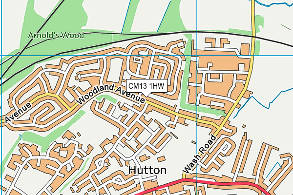 CM13 1HW map - OS VectorMap District (Ordnance Survey) CM13 1HW map - OS VectorMap District (Ordnance Survey)
