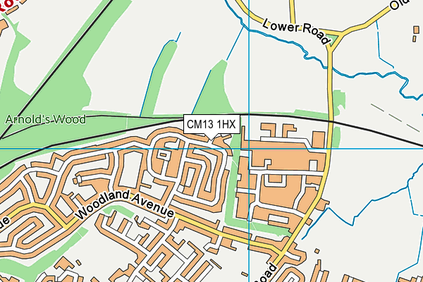 CM13 1HX map - OS VectorMap District (Ordnance Survey)