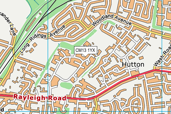 CM13 1YX map - OS VectorMap District (Ordnance Survey) CM13 1YX map - OS VectorMap District (Ordnance Survey)