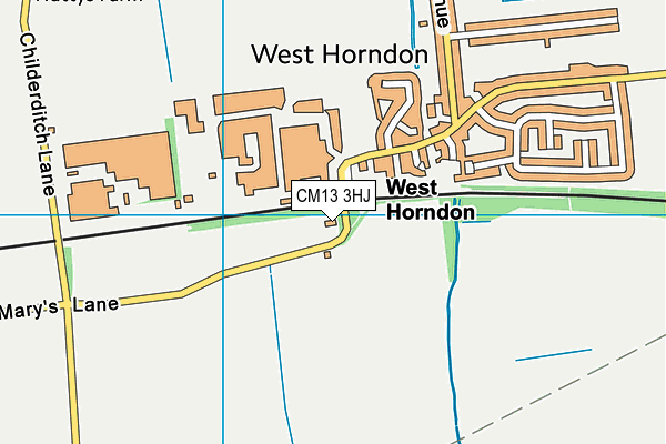 CM13 3HJ map - OS VectorMap District (Ordnance Survey) CM13 3HJ map - OS VectorMap District (Ordnance Survey)