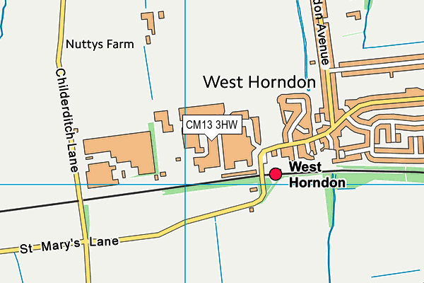 CM13 3HW map - OS VectorMap District (Ordnance Survey) CM13 3HW map - OS VectorMap District (Ordnance Survey)