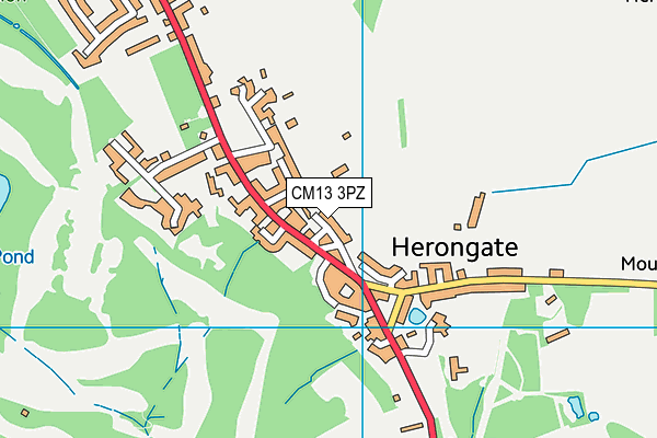 CM13 3PZ map - OS VectorMap District (Ordnance Survey)