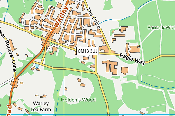 CM13 3UJ map - OS VectorMap District (Ordnance Survey) CM13 3UJ map - OS VectorMap District (Ordnance Survey)