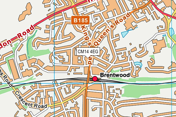 CM14 4EG map - OS VectorMap District (Ordnance Survey)