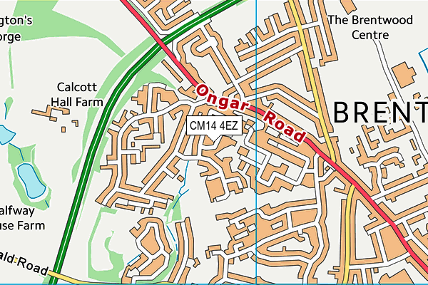 CM14 4EZ map - OS VectorMap District (Ordnance Survey)