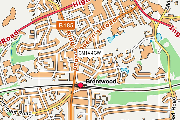 CM14 4GW map - OS VectorMap District (Ordnance Survey) CM14 4GW map - OS VectorMap District (Ordnance Survey)