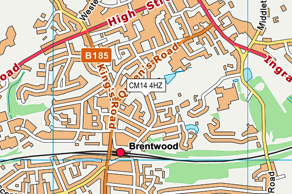 CM14 4HZ map - OS VectorMap District (Ordnance Survey) CM14 4HZ map - OS VectorMap District (Ordnance Survey)