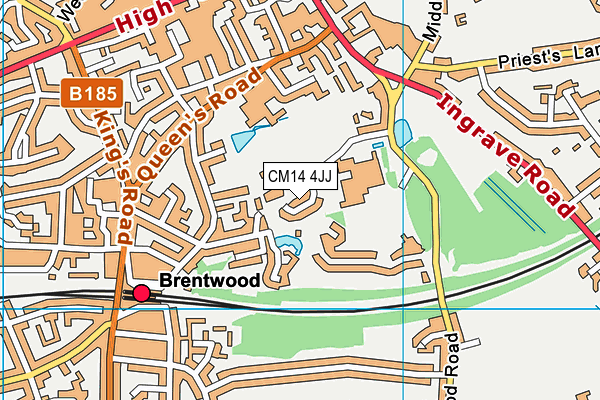 CM14 4JJ map - OS VectorMap District (Ordnance Survey)