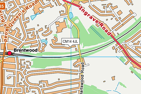 CM14 4JL map - OS VectorMap District (Ordnance Survey)