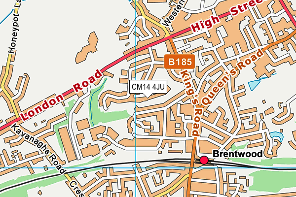 CM14 4JU map - OS VectorMap District (Ordnance Survey)