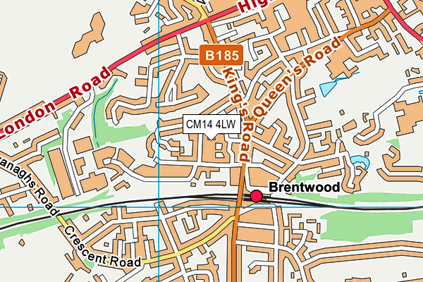 CM14 4LW map - OS VectorMap District (Ordnance Survey) CM14 4LW map - OS VectorMap District (Ordnance Survey)