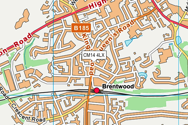 CM14 4LX map - OS VectorMap District (Ordnance Survey)