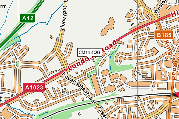CM14 4QG map - OS VectorMap District (Ordnance Survey) CM14 4QG map - OS VectorMap District (Ordnance Survey)
