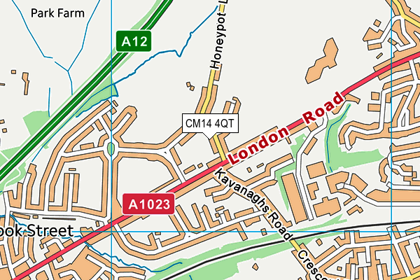 CM14 4QT map - OS VectorMap District (Ordnance Survey) CM14 4QT map - OS VectorMap District (Ordnance Survey)