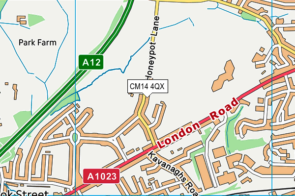 CM14 4QX map - OS VectorMap District (Ordnance Survey)