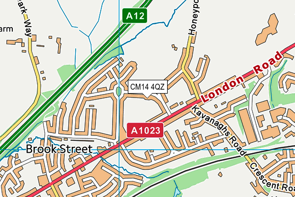 CM14 4QZ map - OS VectorMap District (Ordnance Survey) CM14 4QZ map - OS VectorMap District (Ordnance Survey)