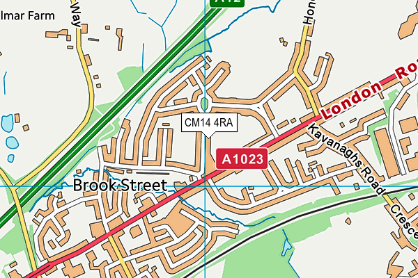 CM14 4RA map - OS VectorMap District (Ordnance Survey) CM14 4RA map - OS VectorMap District (Ordnance Survey)