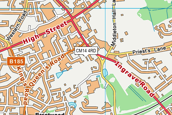 CM14 4RD map - OS VectorMap District (Ordnance Survey)